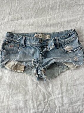 Hollister Light Wash Distressed Denim Cutoff Shorts